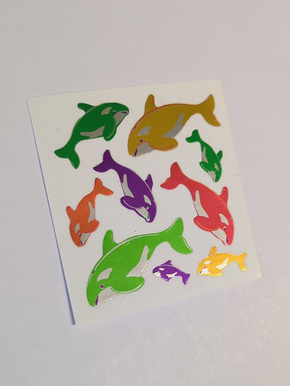 ☀️Vintage Colorful Metallic Finish Whale & Dolphin Sticker Square